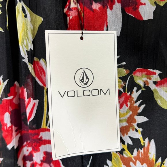 NWT Volcom Black Red Floral Maxi Dress Size Small - Picture 7 of 11